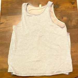 Athleta Girl Double Layered Tank - Gray/white striped - Size 8-10